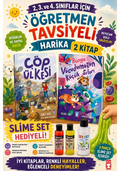 Timaş 2,3. Ve 4.sınıflar İçin Çöp Ülkesi-bünyo Vücudumuzun Küçük Sırları Slime Set Hediyeli