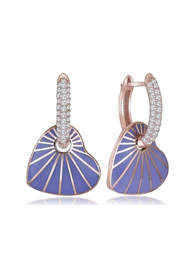925 Ayar Gümüş Mor Mineli Kalp Küpe - 12101703 Rose Gold