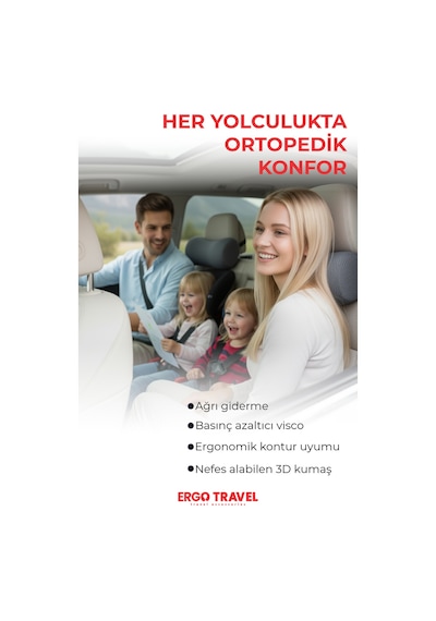 Viscofoam Carfort Küçük Visco Araç Boyun Yastığı – Ortopedik Oto Koltuk Boyun Desteği - Araç Yastığı - Gri | Ergo Travel