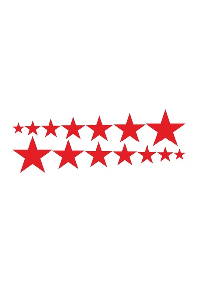 Sıralı Yıldız Oto Sticker 14'lü Kırmızı 40 15 Cm