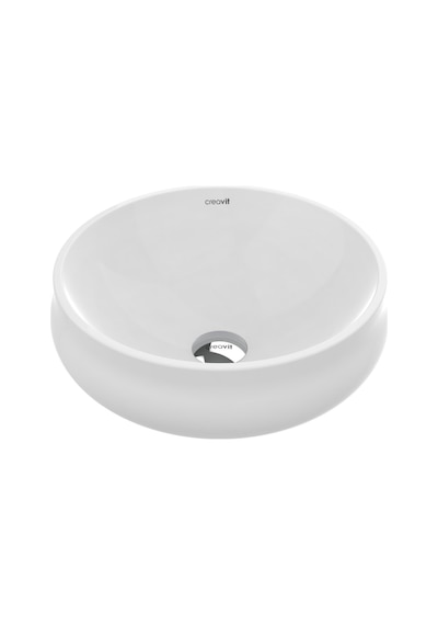 Creavit Gordo GO140 Oval Tezgâh Üstü Batarya Deliksiz Lavabo Beyaz 42 x 42 CM