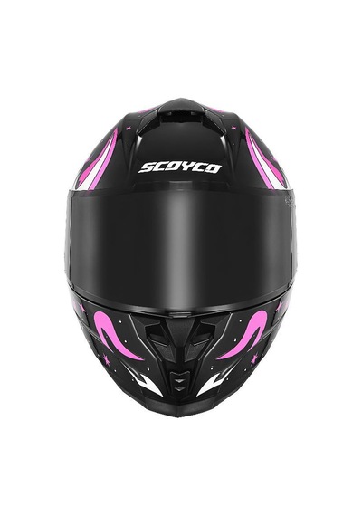 Scoyco Double Vizörlü Full Face Motosiklet Kaskı Siyah Pembe