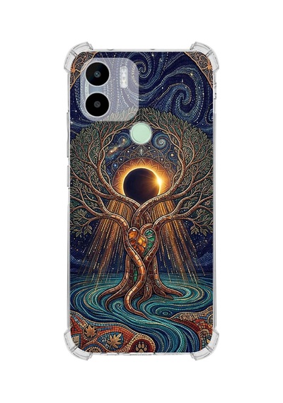 Printify Xiaomi Redmi A1plus İle Uyumlu Simya Serisi Kozmik Denge Tasarımlı Uv Baskılı Köşe Korumalı Antişok Kılıf Şeffaf