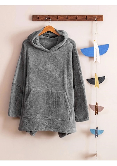 Mulberry Çocuk Giyilebilir Unisex Wellsoft Battaniye Oversize Antrasit
