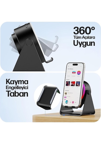 Enkado Ekd-s11 5w İndüksiyonlu Bluetooth Hoparlör Ses Yükselten 2000mah Rgb Işıklı Standlı Speaker