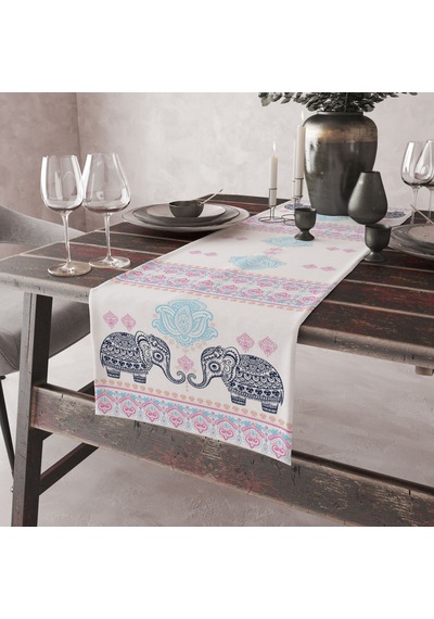 Alkanhomes Fil Desenli Dekoratif Runner