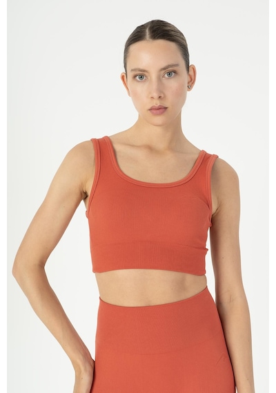 Maraton Slimfit Kadın Düz Yaka Kiremit Bra Kiremit