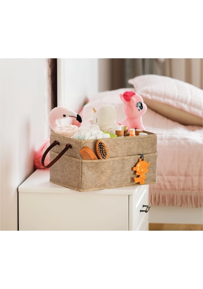 3 Gözlü Deri Şeritli Çok Amaçlı Düzenleyici Organizer Kutu Keçe Sepet 03860 Bayi Depom Diğer