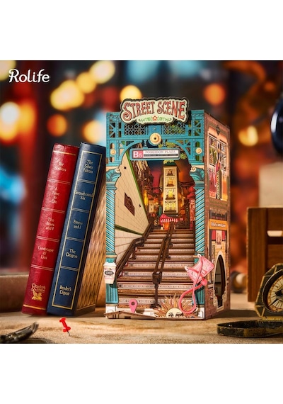 Rolife Tgb13 Street Scene Kitap Köşesi Book Nook Dıy Minyatür Maket Model Seti Mini Dollhouse 3d Model Kit Detaylı Dekoratif Hobi Seti 3d Puzzle Tiny House