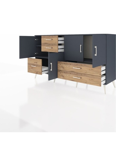 Hyperion Konsol 4 Raflı 5 Çekmeceli 4 Kapaklı 176x44x99 Antrasit- Antrasit-antrasit/çam Hyperion Konsol 4 Raflı 5 Çekmeceli 4 Kapaklı 176x44x99 Antrasit- Antrasit-antrasit/çam