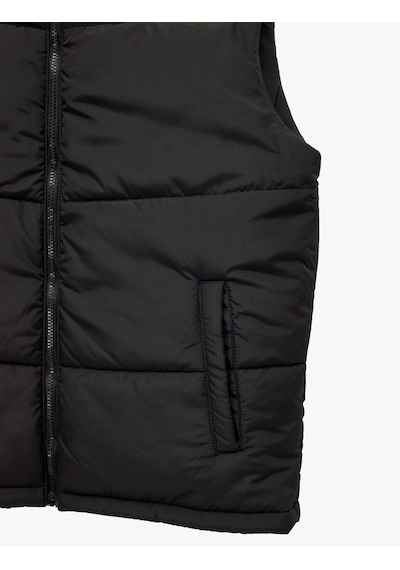 Koton Fermuarlı Cep Detaylı Slim Fit Dik Yaka Kolsuz Şişme Yelek Siyah 6wam20110hw Siyah