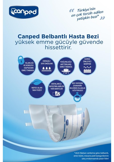 Canped Belbantlı Hasta Bezi Extra Büyük Boy Large 23 Adet XL