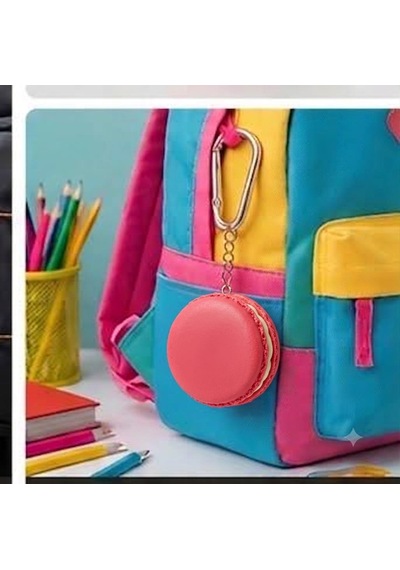 Macaron Clicker Charm Anahtarlık Pembe