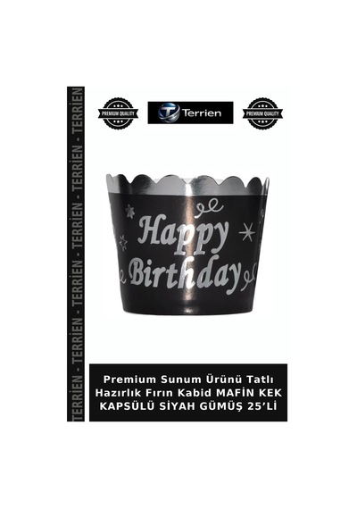 Premium Sunum Ürünü Tatlı Hazırlık Fırın Kabid Mafin Kek Kapsülü Siyah Gümüş 25 Li Siyah - Gümüş