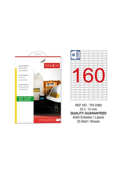 Tanex Tw-2280 22X12 MM Polyester Etiket 25Li