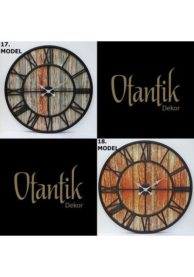 Otantik Ferforje Duvar Saati Dekoratif Metal 76Cm. Sessiz Çok Renkli
