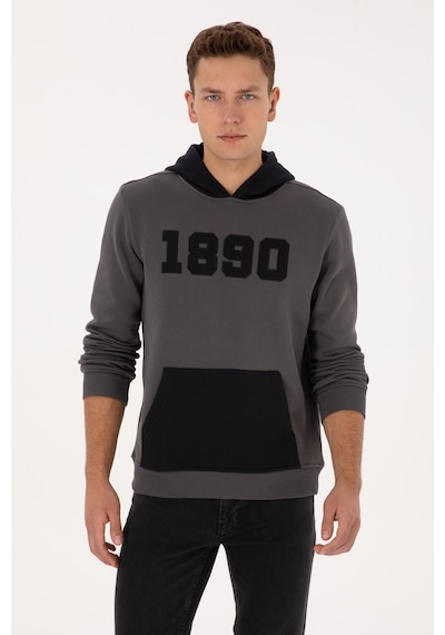 U.S. Polo Assn. Erkek Regular Fit Kapüşonlu Şardonlu Gri Sweatshirt 50316359-VR024
