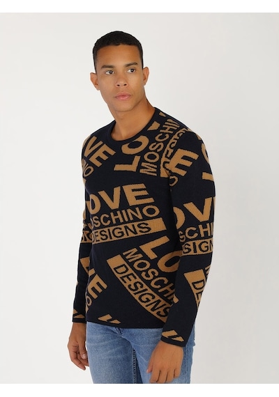 Moschino Moschıno Erkek Kazak /M.Lov.2019.6494 Laci-Kahve Lacivert