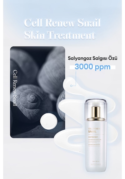 Missha Super Aqua Cell Renew Snail Skin Treatment Salyangoz Özlü Nemlendirici & Aydınlatıcı Esans 130 ML