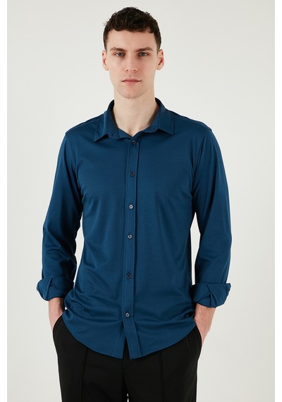 Buratti Pamuklu Regular Fit Düz Yaka Erkek Gömlek Cf25S119628 Indigo Buratti Pamuklu Regular Fit Düz Yaka Erkek Gömlek Cf25S119628 Indigo