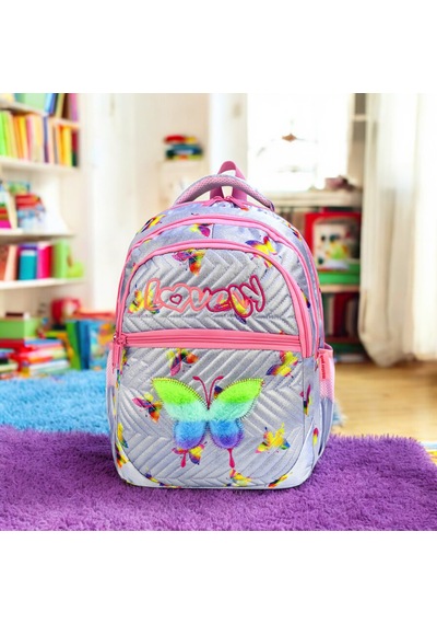 Kız İlkokul Ortopedik 3'lü Set Kalemlik Beslenme Çanta Model 12