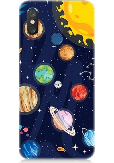 Xiaomi Mi 8 Uyumlu Gezegenler Ve Yıldız Haritası Desenli Silikon Kılıf