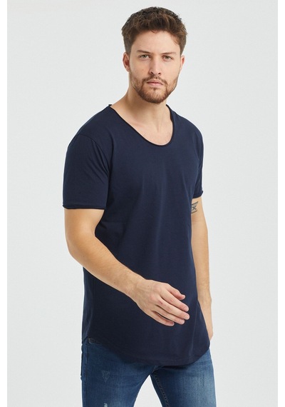Tarz Cool Erkek Bisiklet Yaka T-shirt Lacivert