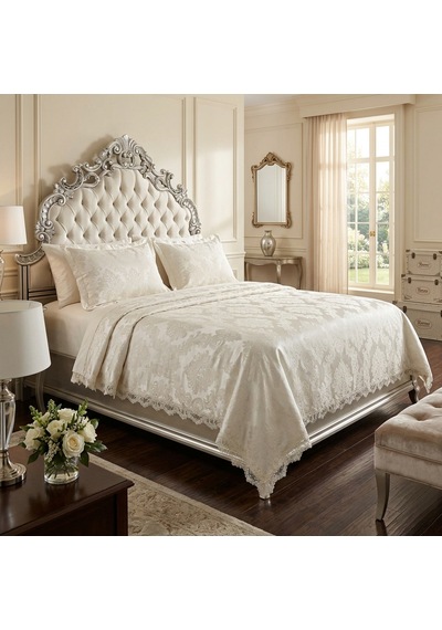 Goldroom Home Dantelli Pike Takımı Çift Kişilik Krem