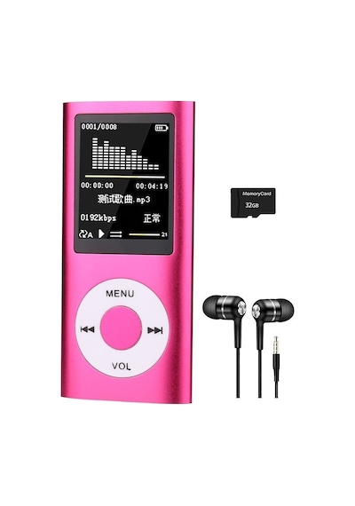 Metal Mp3 Çalar Dijital Ekranlı Mp4 Player Ses Kayıt Fm Radyo 32gb Hafıza Kartı