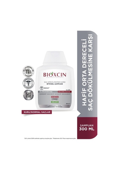 Bioxcin Kuru ve Normal Saçlar için Saç Dökülmesine Karşı Şampuan 300 ML