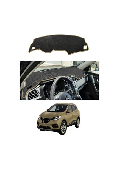 Renault - Kadjar 2015+ Uyumlu Torpido Koruma Kılıfı - Taba Şeritli