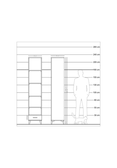 Hyperion Dolap 5 Raflı Tek Çekmeceli 44x44x221 Çam-çam Çam