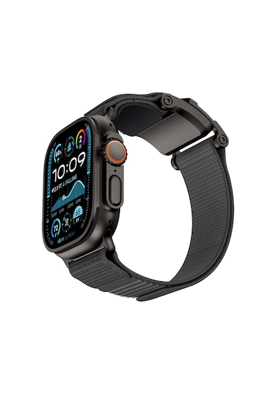 Watch 42mm Uyumlu Mohseven İwatch Mecha Sport Hasır Kordon Siyah-gri