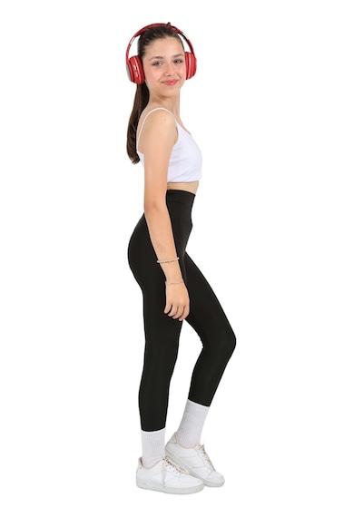 Erdem Kıds Kız Çocuk Yüksek Bel, Koşu, Yürüyüş, Casual, Spor, Atletik, Egzersiz, Fittness Tayt Siyah Siyah