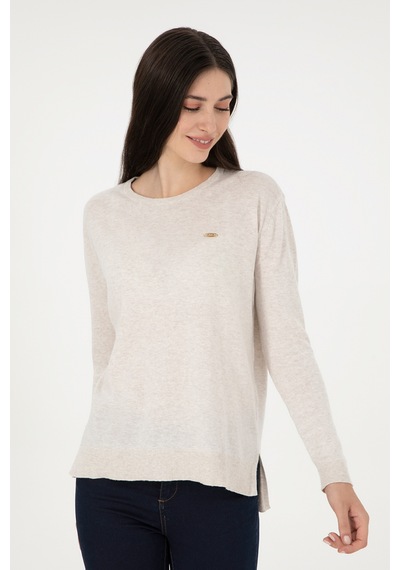 U.S. Polo Assn. Kadın Taş Melanj Basic Bisiklet Yaka Kazak 50288951-VR225