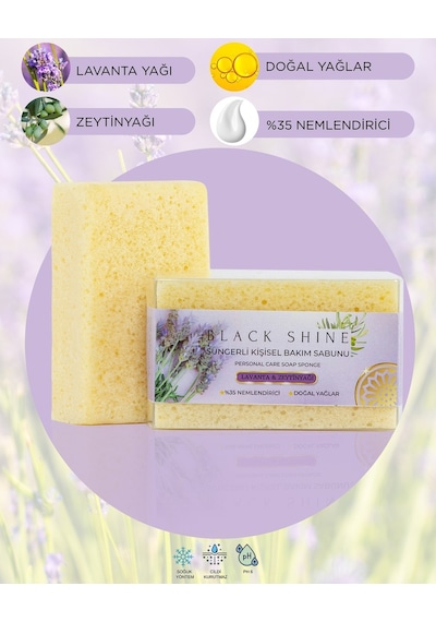 Black Shine Bs Doğal Lavanta Özlü Süngerli Sabun 100 G