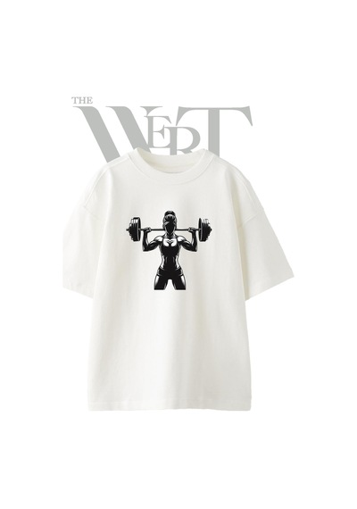 Thewert Vucutcu Kadin Tasarım Baskılı Ünisex Beyaz Oversize T-shirt