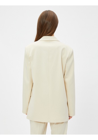 Koton Oversize Blazer Ceket Kruvaze Düğmeli Taş 3sak50091uw 3SAK50091UW080 Taş