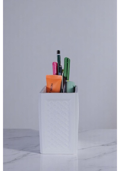 Kalemlik Masa Kalemliği Organizer Kalemlik Beyaz Renk Model 92 Çok Renkli