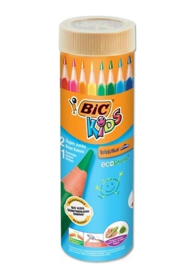 12+1 Renk Metal Tüp Üçgen Jumbo Boya Kalemi 124-Pembe