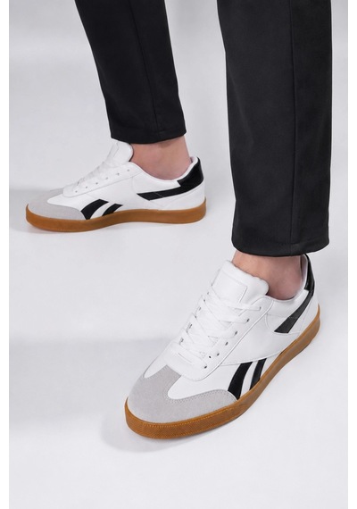 Ht Hotin Jetta Erkek Casual Sneaker Kauçuk Taban - Beyaz-siyah-taba