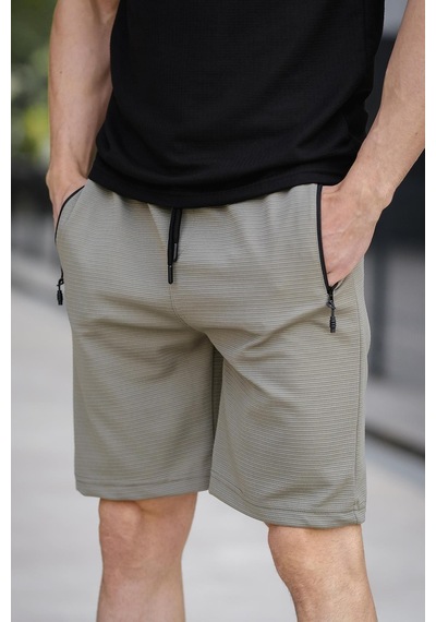 Oksit Sams Fermuarlı Detaylı Dokuma Slim Fit Likralı Erkek Bermuda Şort 001