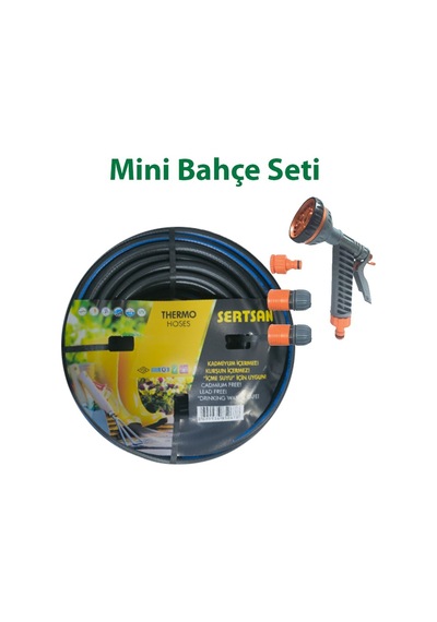 Mini Bahçe Sulama Seti 6 Fonksiyonlu Tabanca, Ayar Seti Ve 15 Metre Termo Kauçuk Hortum