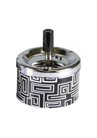 Bas-çevir Metal Hazneli Siyah Beyaz Çizgiler 9 CM