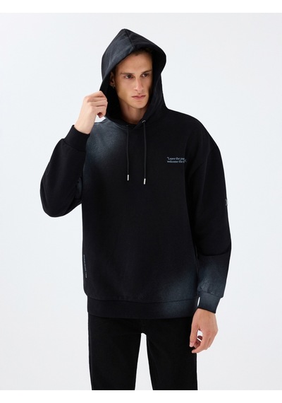 Oversize Fit Erkek Sweatshirt Siyah