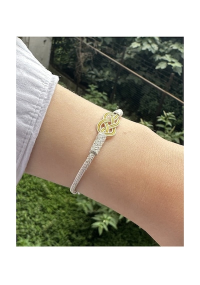 Kazzaze Sarı Sonsuzluk Gümüş Kazaziye Bileklik 20 CM