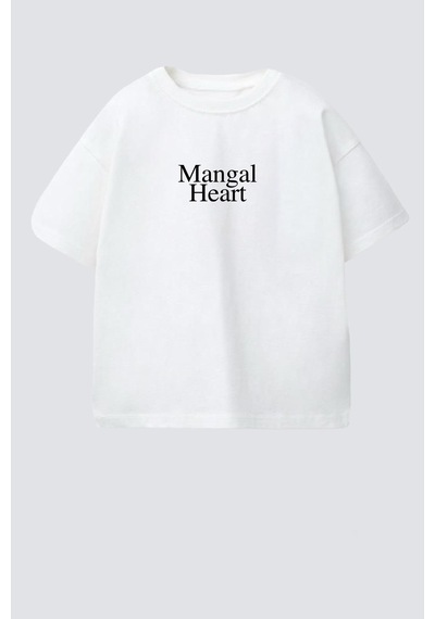 Monila Unisex Çocuk Pamuklu Bisiklet Yaka Baskılı T-shirt Beyaz/siyah