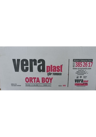 Vera Plast Orta Boy Çöp Torbası 50 Adet Siyah 55 x 60 CM
