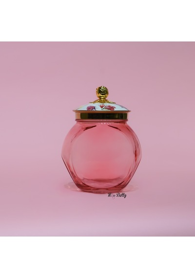 Rose Deluxe Emaye Kapaklı Cam Kavanoz 1,5 L Pembe