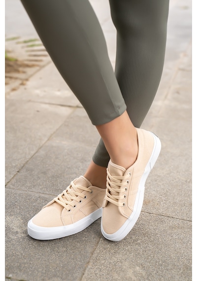 Kadın Keten Sneaker Bej
